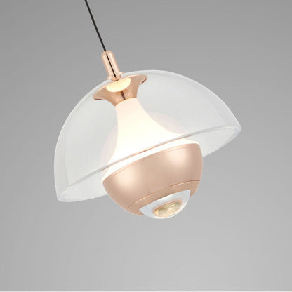 Modern Simplicity Hemisphere Liftable Aluminium Acrylic LED Pendant Light For Dining Room