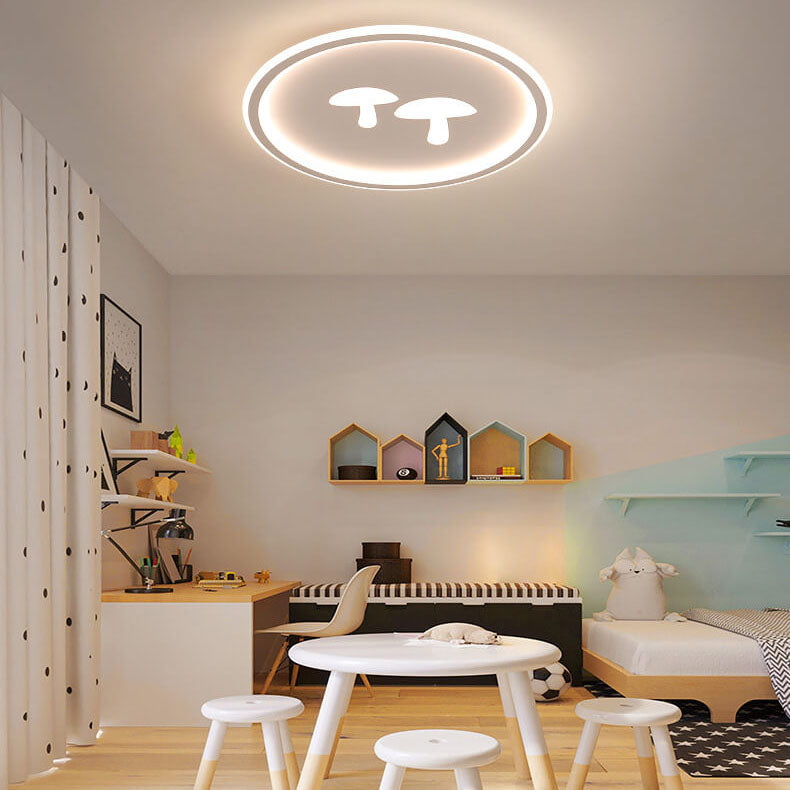Modern Round Acrylic Shade Mushroom Pattern LED Flush Mount Light