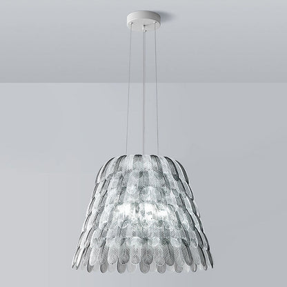 Modern Art Deco Imitation Feather Tiered Acrylic Shade 1/5-Light Pendant Light For Bedroom