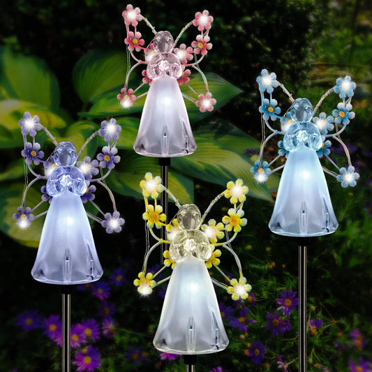 Modern Creative Flower Angel Decorative Solar Outdoor Lawn LED Garden Ground Insert Landscape Light