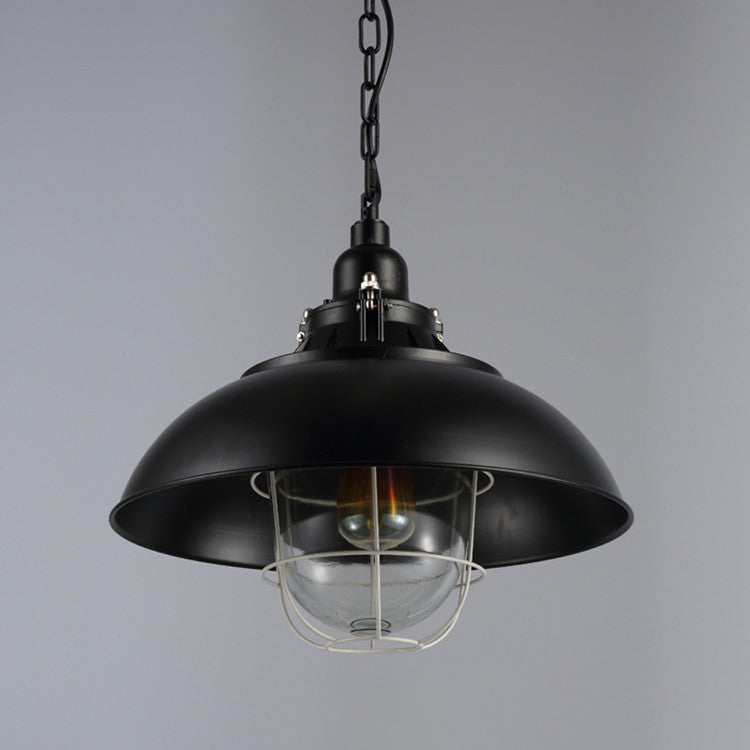 Traditional Colonial Round Pot Lid Iron 1-Light Pendant Light For Living Room