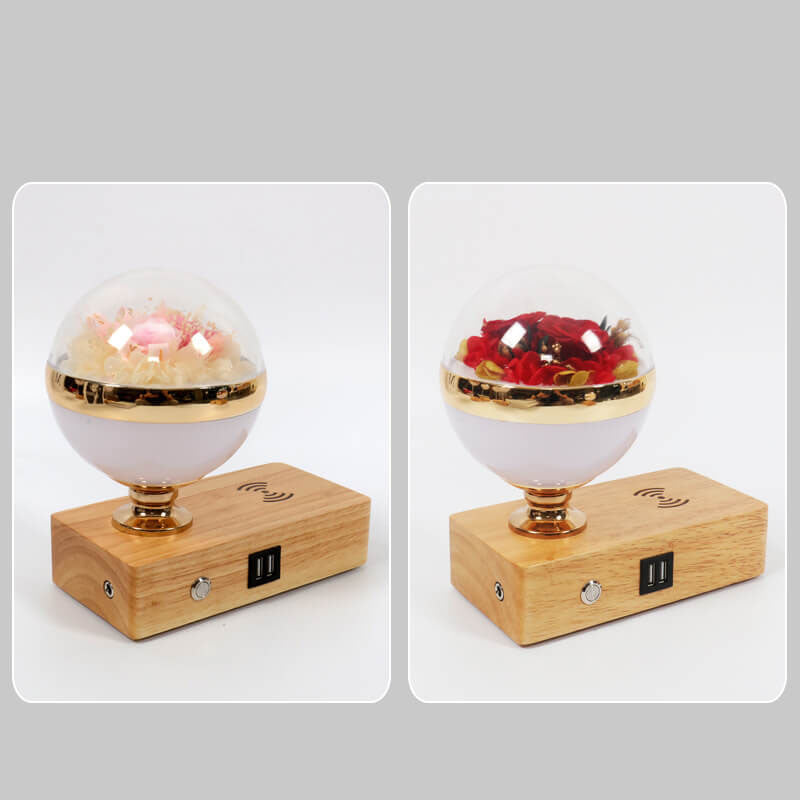 Creative Permanent Flower Night Light Smart Bluetooth Speaker LED Wireless Rechargeable Table Lamp