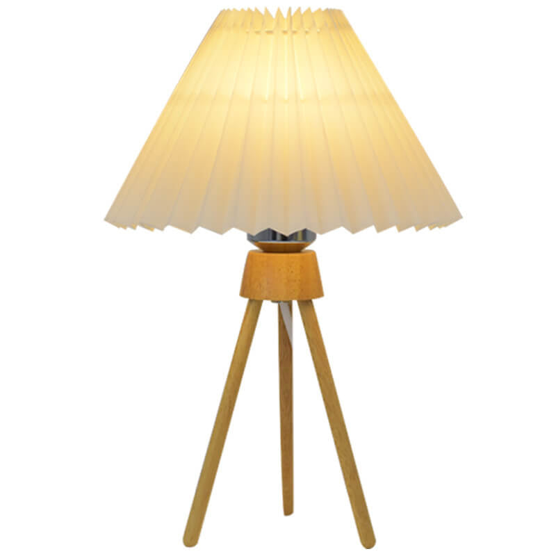 Nordic Retro Tripod Pleated Design Umbrella 1-Light Table Lamp