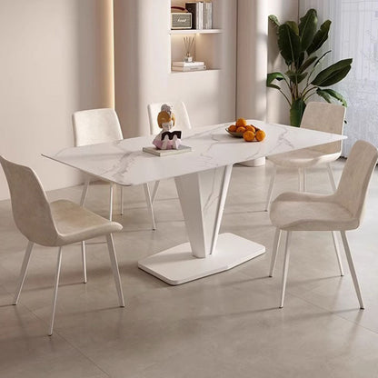 Contemporary Scandinavian PU Leather Carbon Steel Sponge Square Curved Dinining Chair Backrest For Dining Room