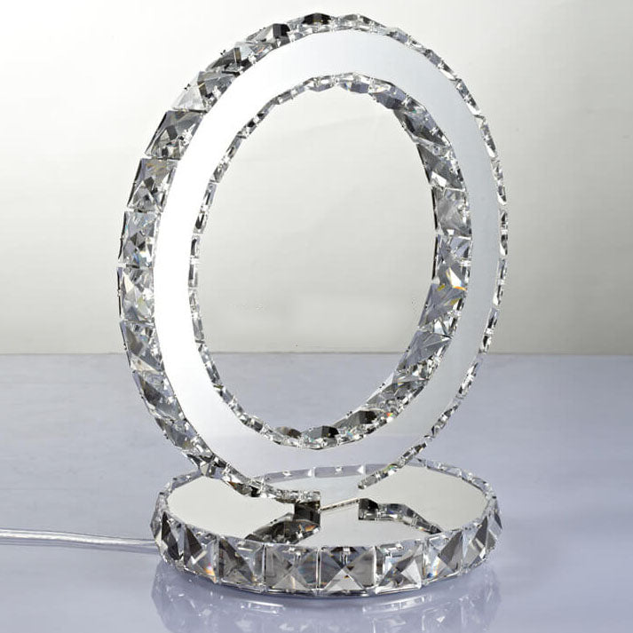 Luxury Crystal Round Stainless Steel LED Table Lamp