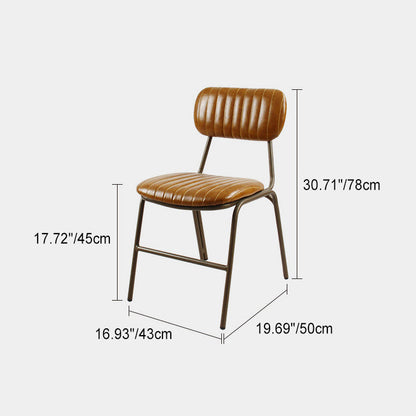 Contemporary Industrial PU Leather Iron Square Elliptical Stripe Dining Chair Backrest Footrest For Dining Room