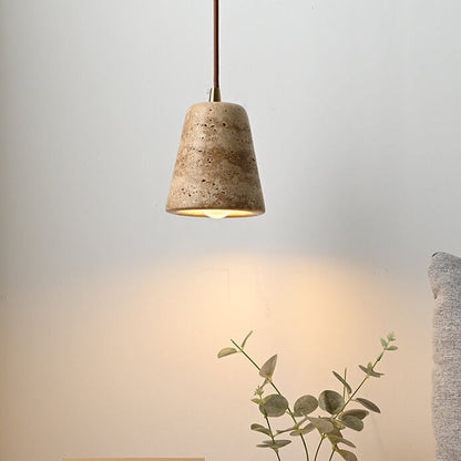 Japanese Style Stone Column Cone 1-Light Pendant Light