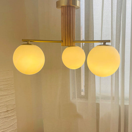 Modern Creative Minimalist Copper Glass Sphere 3/5-Light Semi-Flush Mount Ceiling Light