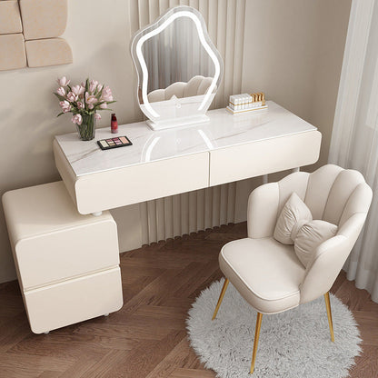 Contemporary Creative Petal Butterfly Knot Square Velvet Metal Vanity Stool Backrest Armless For Bedroom