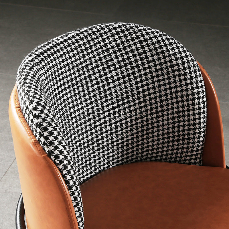 Traditional Vintage Square Faux Leather Metal Dining Chair Four Legs Backrest For Dining Room