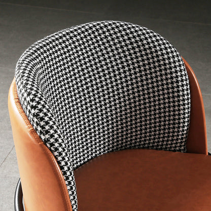 Traditional Vintage Square Faux Leather Metal Dining Chair Four Legs Backrest For Dining Room