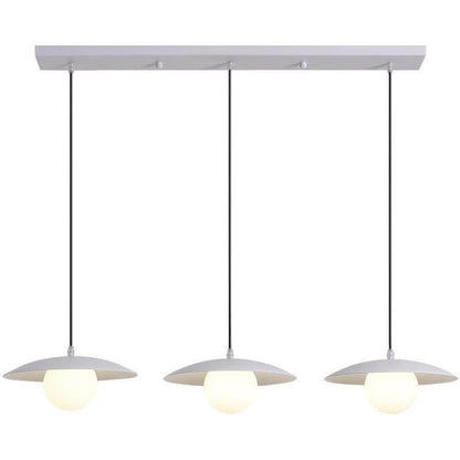 Modern Minimalist Pure White Glass Iron 3-Light Island Light Chandelier