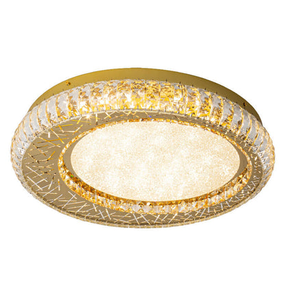 Modern Luxury Crystal Bird Nest Round LED Flush Mount Ceiling Light
