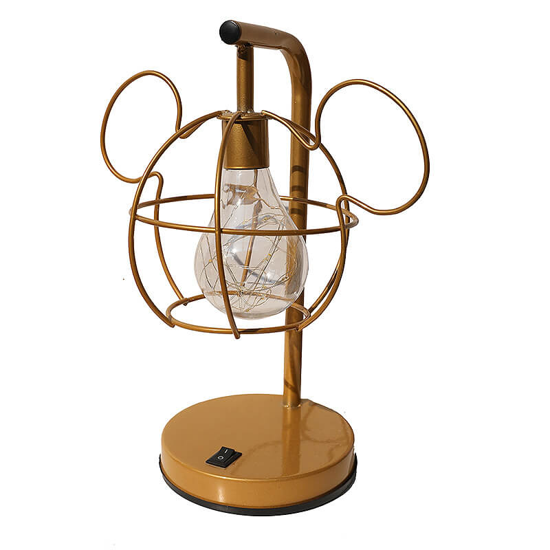 Creative Mouse Metal Cage LED Decorative Battery Table Lamp