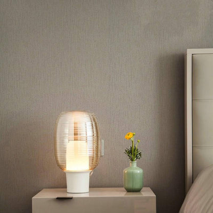 Modern Minimalist Striped Oval Glass 1-Light Table Lamp