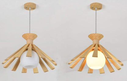 Japanese Art Wooden 1-Light Pendant Light