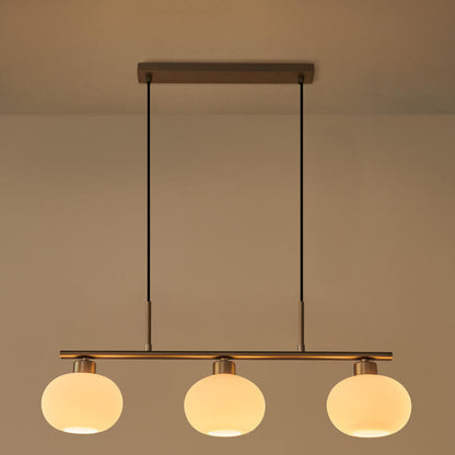 Nordic Long Light Luxury Glass Dome Shade 3-Light Chandelier
