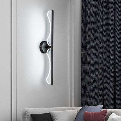 Modern Minimalist Long Wave Iron Aluminum Silicone LED Wall Sconce Lamp For Living Room