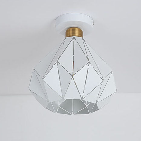 Modern Creative Diamond Dome 1-Light Macaron Semi-Flush Mount Ceiling Light