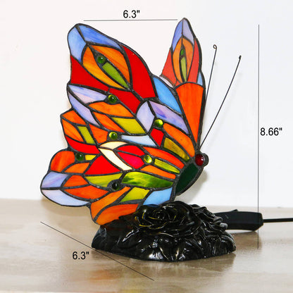 Vintage Tiffany Glass Butterfly Shape Night Light 1-Light Table Lamp