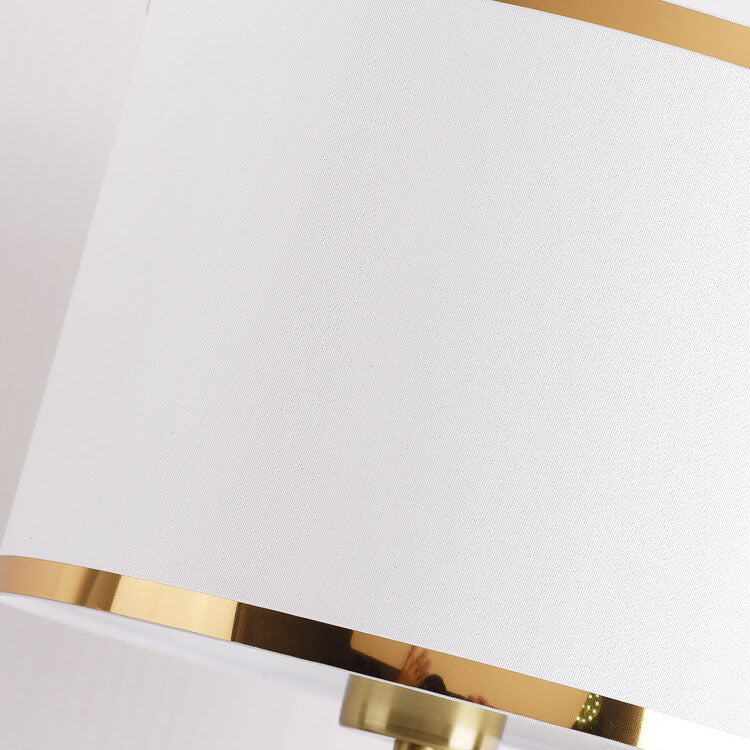 Modern Mid-Century Square Round Metal Fabric 1-Light Table Lamp For Bedroom