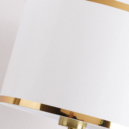 Modern Mid-Century Square Round Metal Fabric 1-Light Table Lamp For Bedroom