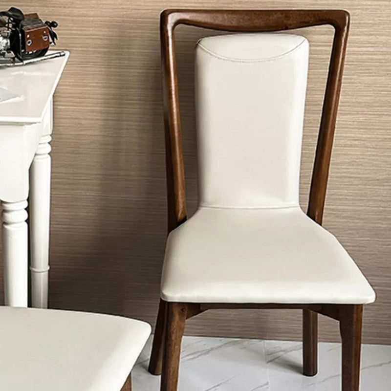 Traditional Chinese Rectangular Solid Wood Faux Leather Dining Chair Backrest For Dining Room