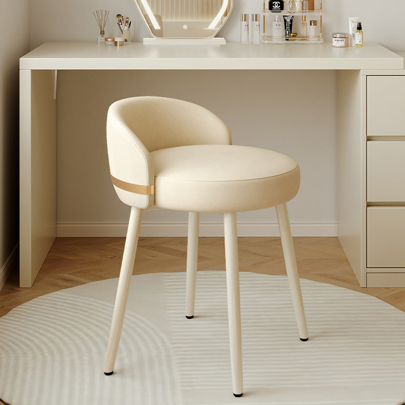 Contemporary Scandinavian Round Napa Leather Swivel Vanity Stool Low Back For Bedroom