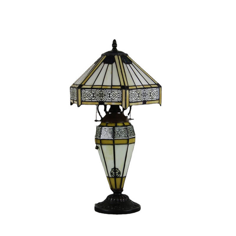 European Vintage Glass Iron 2-Light Table Lamp