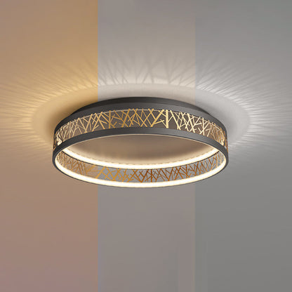 Modern Simplicity Iron Round Bird Nest Hollow Design LED Flush Mount Ceiling Light For Living Room