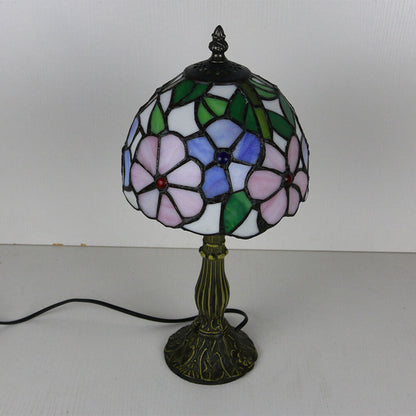 Tiffany Vintage Stained Glass Flower Dome 1-Light Table Lamp