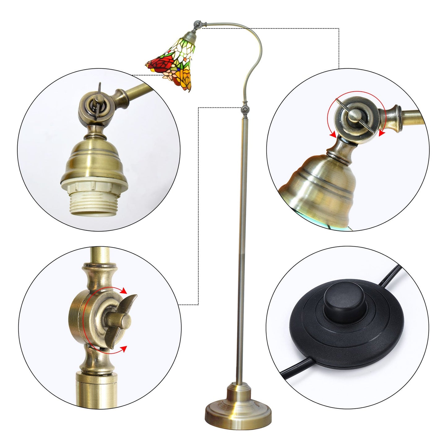 European Vintage Tiffany 1-Light Standing Floor Lamp