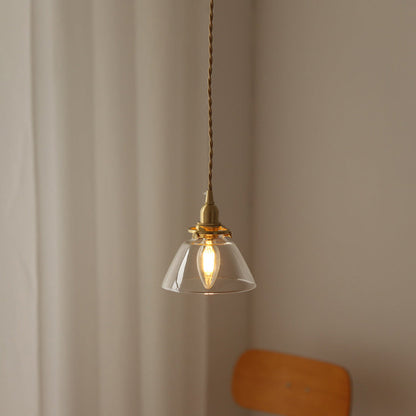 Traditional Japanese Dome Iron Copper Glass 1-Light Pendant Light For Living Room
