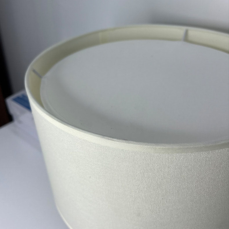 Nordic Minimalist Fabric Drum Metal Column 1-Light Table Lamp