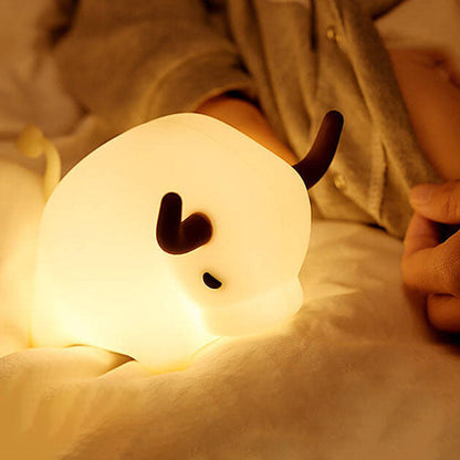 Animal Cow Silicone USB Timer Dimmable LED Night Light Table Lamp
