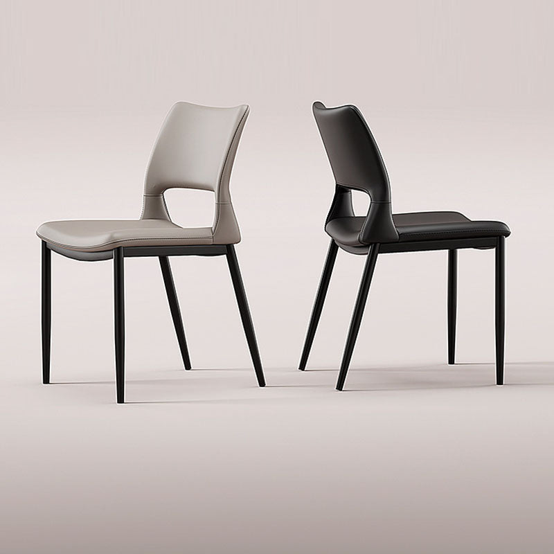 Contemporary Nordic Square Curved Upholstered Hollowed Out Microfiber Leather Carbon Steel Dining Chair Backrest For Dining Room