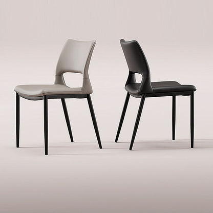 Contemporary Nordic Square Curved Upholstered Hollowed Out Microfiber Leather Carbon Steel Dining Chair Backrest For Dining Room