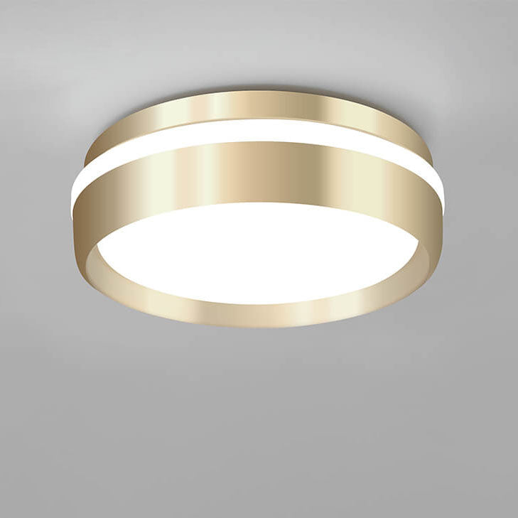 Nordic Minimalist Round Solid Gold Aluminum Acrylic LED Flush Mount Light