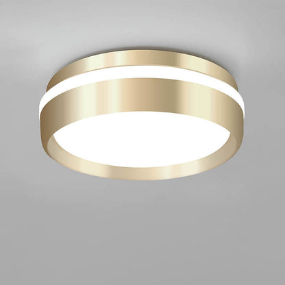 Nordic Minimalist Round Solid Gold Aluminum Acrylic LED Flush Mount Light