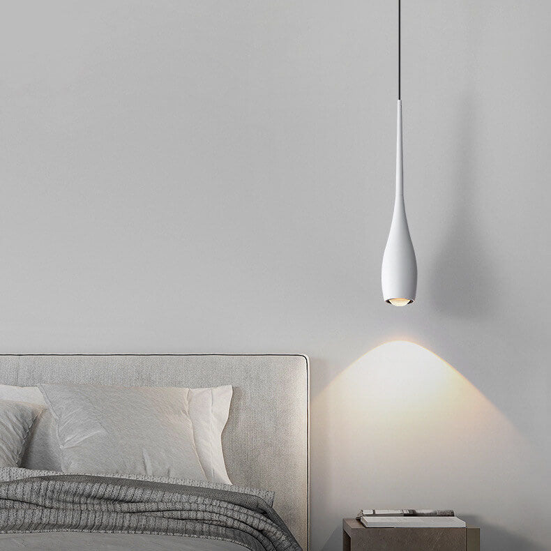 مصباح LED حديث بسيط بلون أسود وأبيض على شكل دمعة من الألومنيوم 