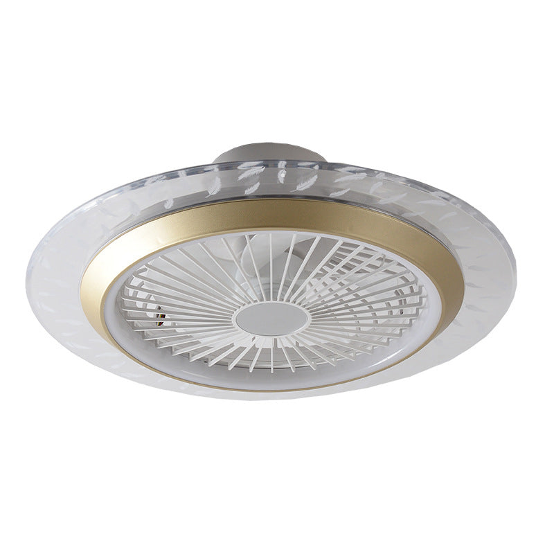 مروحة سقف دائرية حديثة من الأكريليك RGB LED مثبتة بشكل نصف مسطح 