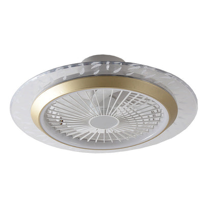 مروحة سقف دائرية حديثة من الأكريليك RGB LED مثبتة بشكل نصف مسطح 