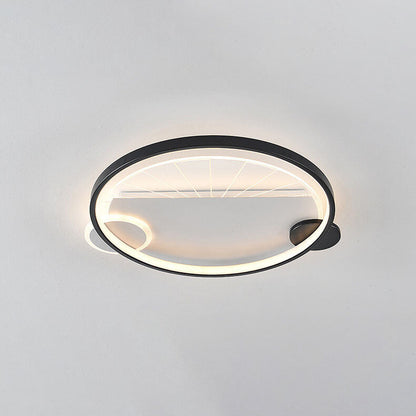 Modern Minimalist Geometric Shapes Black White Iron LED Flush Mount Light