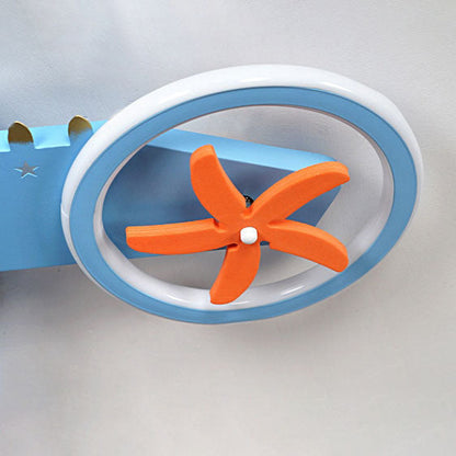 Simple Creative Cartoon Aircraft Blue LED Kids Flush Mount Ceiling Light