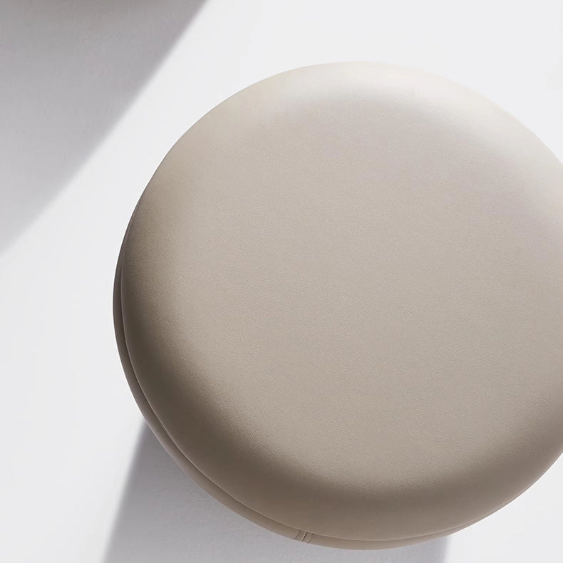 Contemporary Minimalist Round Faux Leather Stainless Steel Frame Vanity Stool For Bedroom