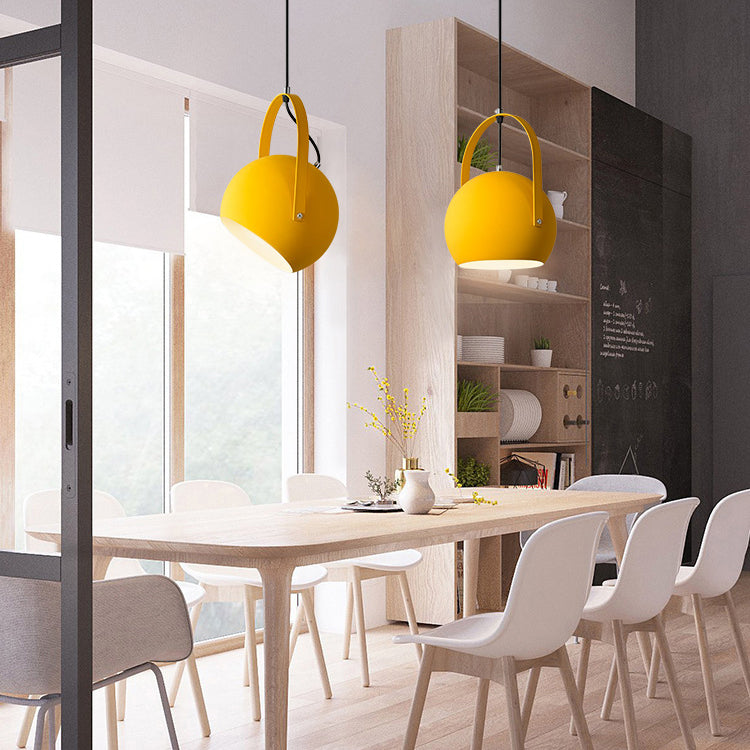 Contemporary Creative Macaron Orb Aluminum 1-Light Pendant Light For Bedroom