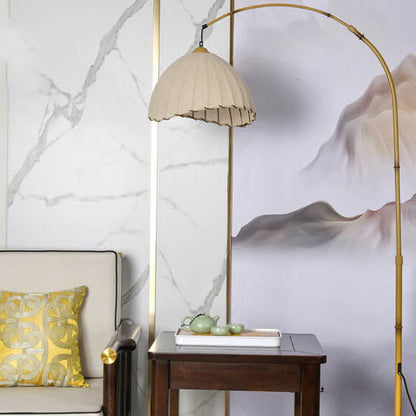 Vintage Fabric Marble Fishing Imitation Bamboo Rod 1-Light Standing Floor Lamp