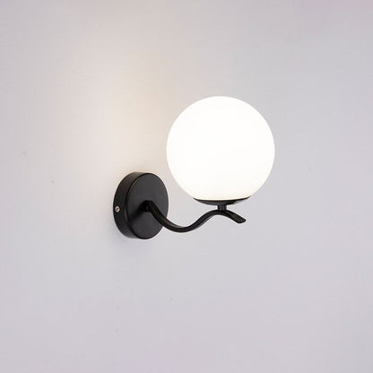 Luxury Iron Bracket Spherical Glass Lampshade 1-Light Wall Sconce Lamp