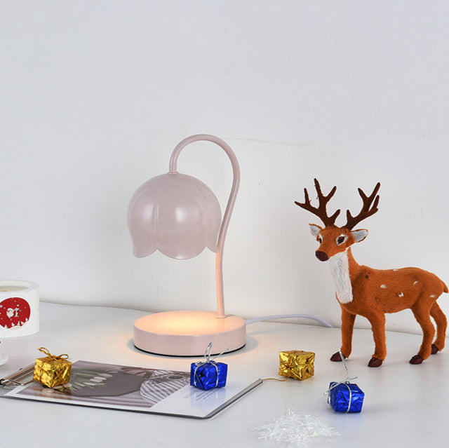 Contemporary Nordic Iron Glass Wood Flower 1-Light Melting Wax Table Lamp For Bedside