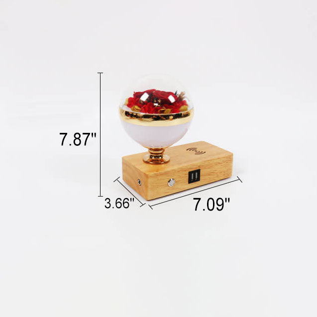 Creative Permanent Flower Night Light Smart Bluetooth Speaker LED Wireless Rechargeable Table Lamp